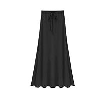 Womens Elastic Waist A-Line Skirts Hip Slim Long Loose Sheds Split Skirts Large Size Knitted Skirts