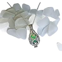 Tear drop locket with green sea glass