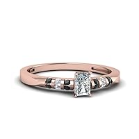Choose Your Gemstone Simple Channel Bar Set Diamond CZ Ring Rose Gold Plated Radiant Shape Petite Engagement Rings Matching Jewelry Wedding Jewelry Easy to Wear Gifts US Size 4 to 12