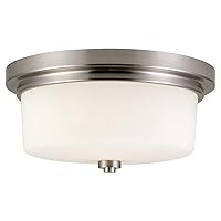 Design House 556654 Aubrey Transitional Indoor Light Dimmable Frosted Glass, 2-Light Ceiling Light, Satin Nickel