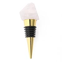 Amethyst Crystal Wine Bottle Stoppers Natural Gemstone Wine Saver with Gift Box for Parties Wedding Decor Reusable Bottle Plug (Beige)