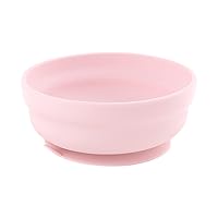 Bumkins Baby Bowl, Silicone Suction, for Babies, Toddlers and Kids, Baby Led Weaning, Feeding Essentials, Platinum Silicone, Non Skid Sticky Bottom, Supplies for Children Ages 6 Months Up, Pink