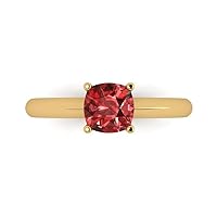 Clara Pucci 1.0 ct Cushion Cut Solitaire Natural Garnet Engagement Bridal Promise Anniversary Ring 14k Yellow Gold