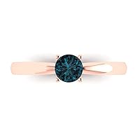0.50 ct Round Cut Solitaire Natural London Blue Topaz Engagement Wedding Bridal Promise Anniversary Ring in 18K Rose Gold