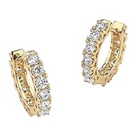 2.30 CT Round Cut Created Diamond Delicate Hoop Earrings 14k Yellow Gold Over