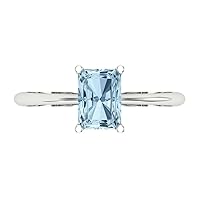 Clara Pucci 0.95ct Radiant Cut Solitaire Natural Topaz 4-Prong Classic Designer Statement Ring Solid Real 14k White Gold for Women