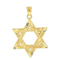 10k Gold Dc Unisex Religious Judaica Star of David Height 36.4mm X Width 24.2mm Religious Charm Pendant Necklace Jewelry Gifts for Women
