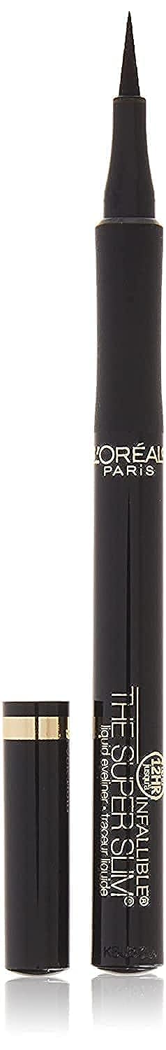 L’Oréal Paris Makeup Infallible Super Slim Long-Lasting Liquid Eyeliner, Ultra-Fine Felt Tip, Quick Drying Formula, Glides on Smoothly, Black, Pack of 1