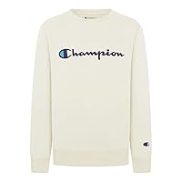 Champion Unisex Heritage Boy and Girls Fleece Pullover Champion Scipt Sweatshirt (Medium, Natural)