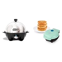 DASH Rapid Egg Cooker + Mini Waffle Maker: Electric Egg Cooker for Hard Boiled, Poached, Scrambled Eggs + Personal Mini Waffle Maker for Individual Waffles, Hash Browns