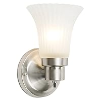 Design House 504977 Village Traditional 1-Light Indoor Dimmable Wall Sconce with Frosted Flute Glass and Twist On/Off Switch Bathroom Bedroom Hallway, 8.25