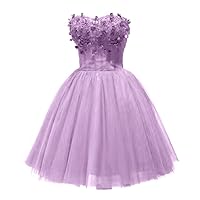 3D Flowers Tulle Prom Dresses Short for Teens Strapless Beaded Homecoming Dresses 2023 Formal Cocktail Party Dresses