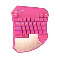 Portable Mini Mechanical Gaming Keyboard, Small One-Hand Control, With Feel Wide Hand Rest for Computer Game Playing black(Pink)