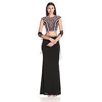 JVN by Jovani Women's Two-Piece Fitted Black Dress