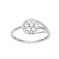 925 Sterling Silver Flower Design White Moissanite Diamond Cluster Ring Women Jewelry