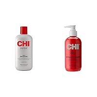 CHI Silk Infusion, 12 FL Oz (Pack of 1), Packing May Vary & Straight Guard Smoothing Styling Cream, 8.5 FL Oz