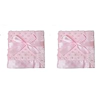 American Baby Company Heavenly Soft Chenille Security Blanket, 2-Layer Design with Minky Dot & Silky Satin, Pink, 14