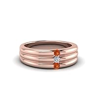 Choose Your Gemstone Triple Lined Band rose gold plated Round Shape Mens Wedding Bands Well Shaped for any Gift Giving Occassion Modern Style Enchating Women Holiday Gift US Size 4 to 12