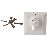 Westinghouse Lighting Ceiling Fan, 7826440, Gloss Iron & 78801 Wall Switch for Ceiling Fans with Lighting, White