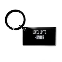 Funny Hunter Black Keychain, Level up to Hunter, Best Birthday Christmas Gifts for Hunter