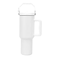 40 oz Tumbler with Handle Vacuum Insulated Stainless Steel Water Bottle with Top Handle and 3-in-1 Lid and Straw,for Hot Cold Beverages Iced Tea or Coffee,Reusable100% Leak-proof (Winter white)