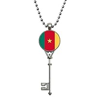 Cameroon National Flag Africa Country Pendant Vintage Necklace Silver Key Jewelry