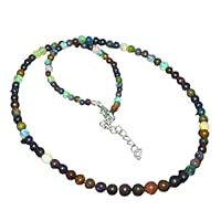 Natural Black Opal Beads Necklace, Fire Opal Round Balls Beads Strand, 925 Silver Clasp, October Birthstone Jewelry