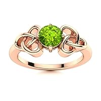 Peridot Round 5.00mm Promise Ring | Sterling Silver 925 With Rhodium Plated | Beautiful Evergreen Design Ring For Gift For Her.