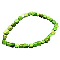 Unisex Bracelet 6-8mm Natural Gemstone Gaspeite Tumble shape Smooth cut beads 7 inch stretchable bracelet for men & women. | STBR_03402