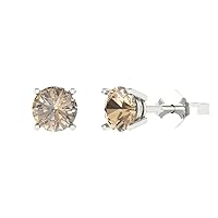 0.9ct Round Cut Solitaire Yellow Moissanite Unisex Pair of Stud Earrings 14k White Gold Push Back conflict free Jewelry