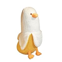 Cute Banana Duck Plush Toy, Unique Plush Cuddle Pillow Duck Stuffed Animal, Sleeping Companion Super Soft Toy for Teen Girls and Boys, Christmas, Valentine's Day Gift Yellow 27.5