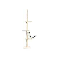 Cat Craft Floor to Ceiling Cat Tree Tower with 4-Tiers for Climbing, Sisal Scratching Post, Adjustable to Fit 7.5-9 Foot Tall Ceiling, Large Cat Tree for Indoor Cats, Cream
