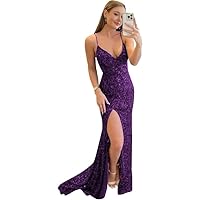 Marmaid Prom Dresses for Women 2024 Sequined Wedding Dress Guest Dresses for Bridesmaids with Slit