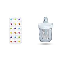 Munchkin® Dots™ Bath Mat for Kids, Multicolored, 30.5x14.25 Inch & ® Super Scoop™ Hanging Bath Toy Storage with Quick Drying Mesh, Grey