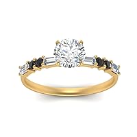 Choose Your Gemstone Vintage Classic Engagement Ring yellow gold plated Round Shape Side Stone Engagement Rings Matching Jewelry Wedding Jewelry Easy to Wear Gifts US Size 4 to 12