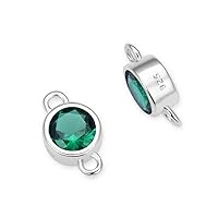 4pcs Adabele Real 925 Sterling Silver May Birthstone Link 4mm/0.16 Inch Emerald Green Cubic Zirconia Gemstone Connector Tarnish Resistant Hypoallergenic for Jewelry Making SXP6-5