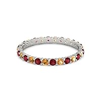 Ruby With Citrine Round 2.50 MM Eternity 925 Sterling Silver Women Stacking Wedding Ring