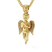 2.50Ctw Round Cut White Simulated Diamond Praying Hand Men's Iced Out Hiphop Pendant Necklace 14K Yellow Gold Plated