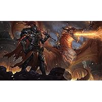 Fantasy North Lance Vaal - Dragon Knight - TCG Playmat and Mouse Pad - 24 x 14 inches
