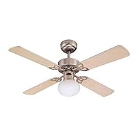 Westinghouse Lighting 7227240 Vegas, Traditional Ceiling Fan with Light, 105 cm, Brushed Aluminum Finish, Opal Frosted Glass