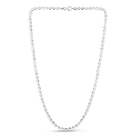 925 Sterling Silver 4mm Celestial Moon cut Bead Chain Necklace With Lobster Clasp Rhodium Finish Jewelry for Women - Length Options: 18 20 24