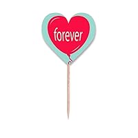 Forever Red Green Heart Valentine's Day Toothpick Flags Heart Lable Cupcake Picks