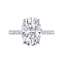 Moissanite Oval Ring, 7.0 ct Center Stone, Promise Ring for Her, Silver