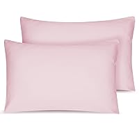 Organic Cotton Toddler Pillowcase 2 Pack, 14 x 20 Travel Pillow Case Cover for Babies, Kids, Boys and Girls, Soft and Breathable Small Pillow Cases with Envelope Closure, Pink