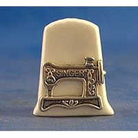 Porcelain China Collectable Thimble - Antique Silver Sewing Machine Box