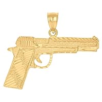 10k Yellow Gold Mens Pistol Weapon Charm Pendant Necklace Measures 59x62.6mm Wide Jewelry Gifts for Men