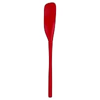 Tovolo Flex-Core All-Silicone Long-Handled Jar Scraper Spatula, Angled Turner Head, Kitchen Tool With Flat Back & Curved Front for Scooping & Scraping, Cayenne