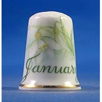 Porcelain China Thimble - Flower of the Month - January