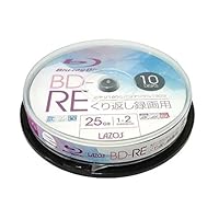 Lazos Blue-Ray Disc BD-RE Recording Data & Video Support (25GB 130min) 1-2X White Printable 10 Spindle Case