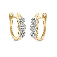 0.25 Ct Round Diamond Triple Flower Hoop Wedding Earrings 14K Yellow Gold Over